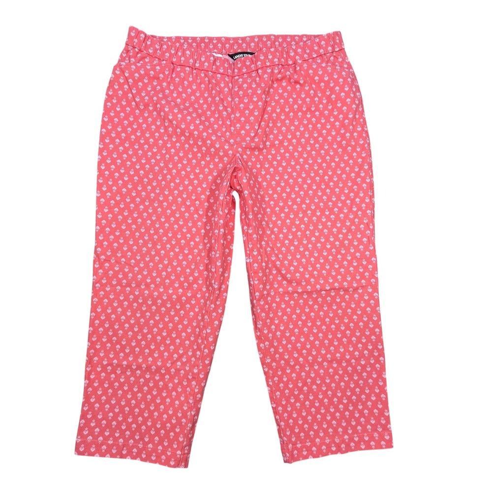 Lands End Pink Printed Mid Rise Crop Pants Women 16W